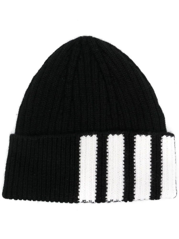 4-Bar stripe cashmere beanie