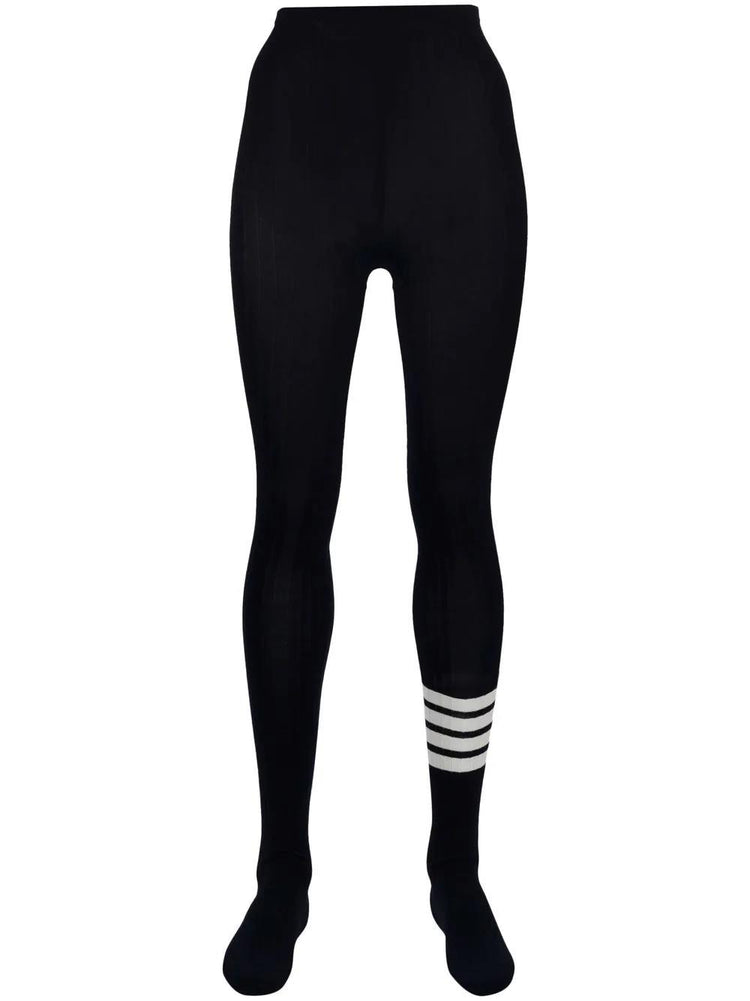 OPAQUE RIB TIGHTS W/ 4 BAR IN FINE MERINO WOOL