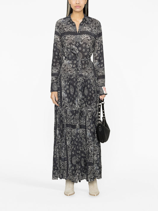 paisley-print maxi shirtdress