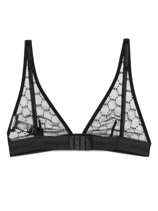 logo-lace triangle bra