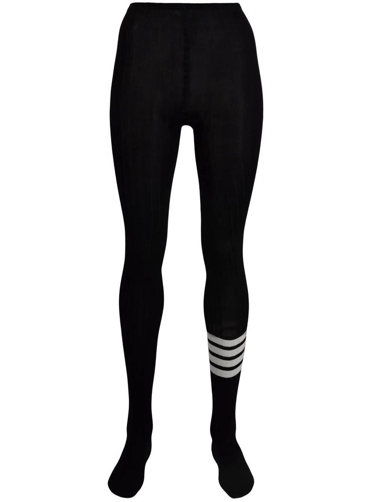 OPAQUE RIB TIGHTS W/ 4 BAR IN FINE MERINO WOOL