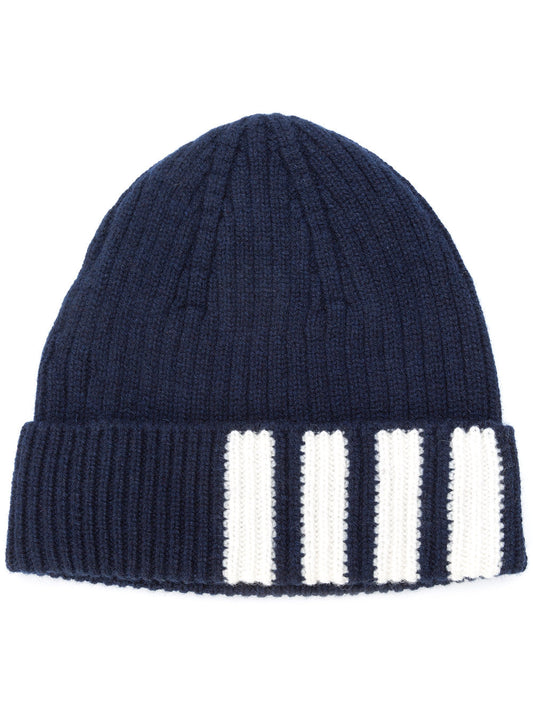 RIB HAT W/ 4 BAR STRIPE IN CASHMERE