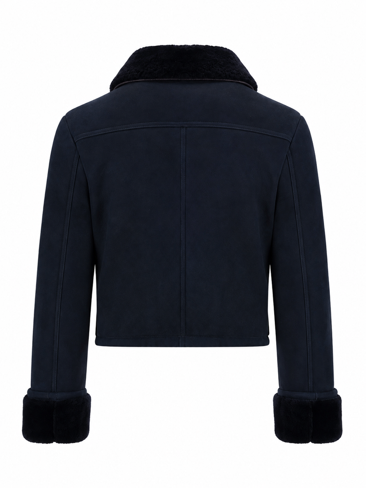 LA ROSE giubbino in pelle montone blu