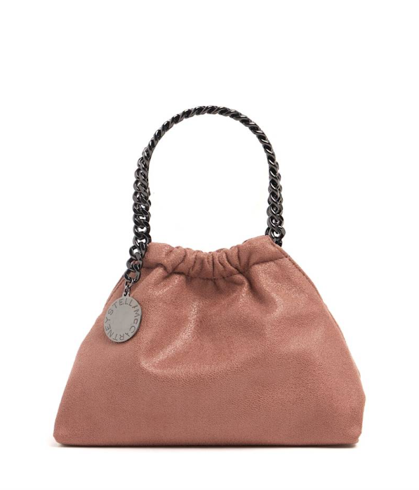 FALABELLA MINI DRAWSTRING BAG ECO SHAGGY DEER W/DARK RUTHENIUM COLOR CHAIN