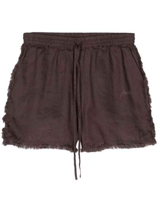 logo-embroidered frayed shorts