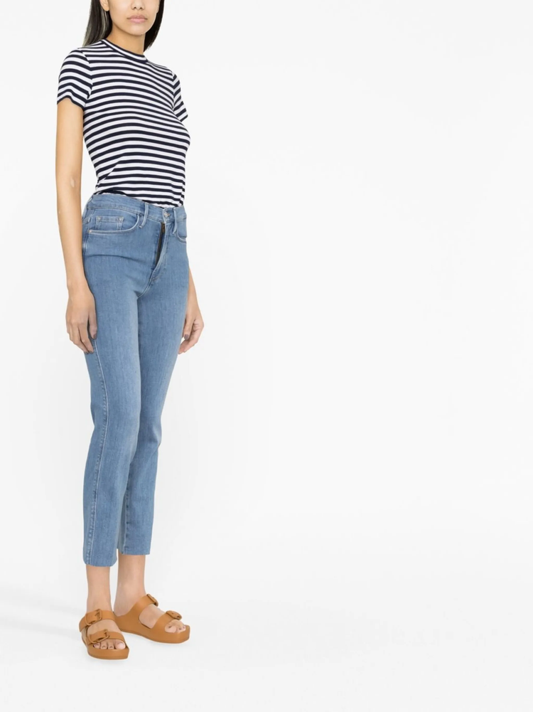 stripe-print ribbed T-shirt