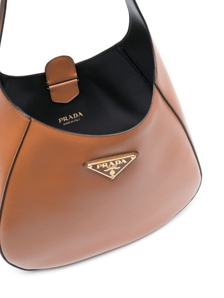 triangle-logo leather shoulder bag