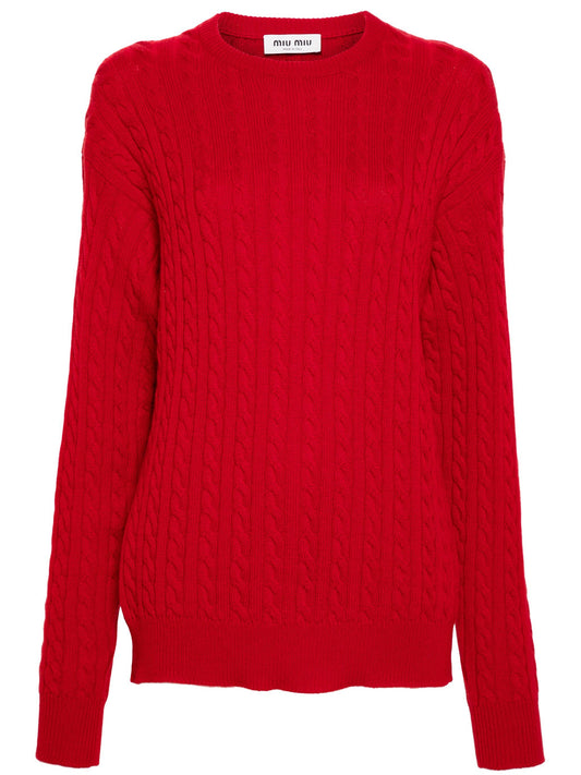 crew-neck cable-knit jumper