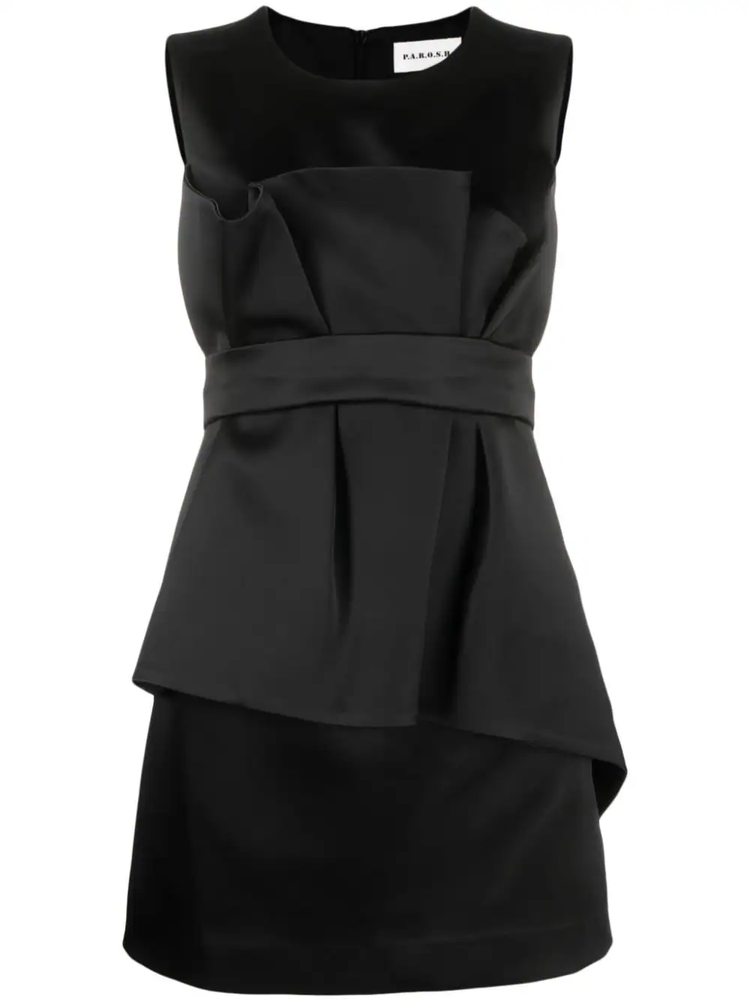 satin belted sleveless minidress