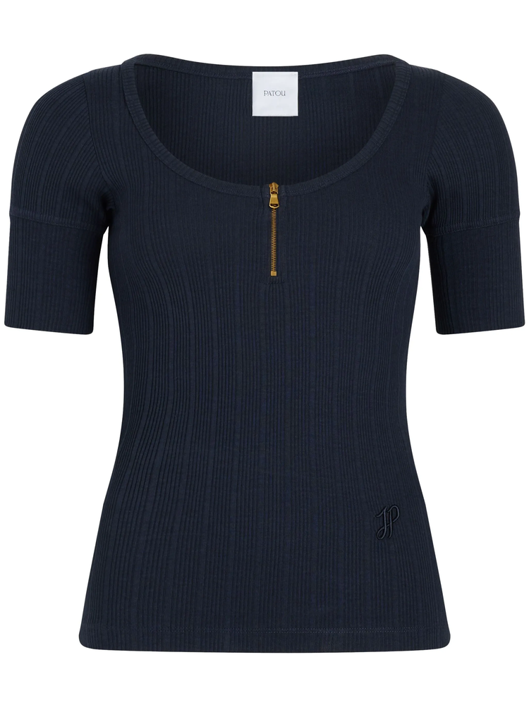 scoop-neck ribbed T-shirt