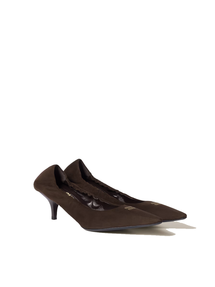 ruches suede pumps