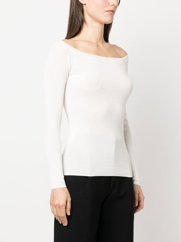 fine ribbed off-shoulder top