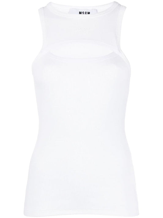 MSGM cut-out fine-ribbed tank top