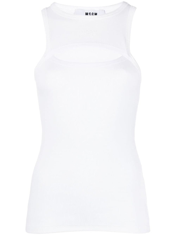 MSGM cut-out fine-ribbed tank top