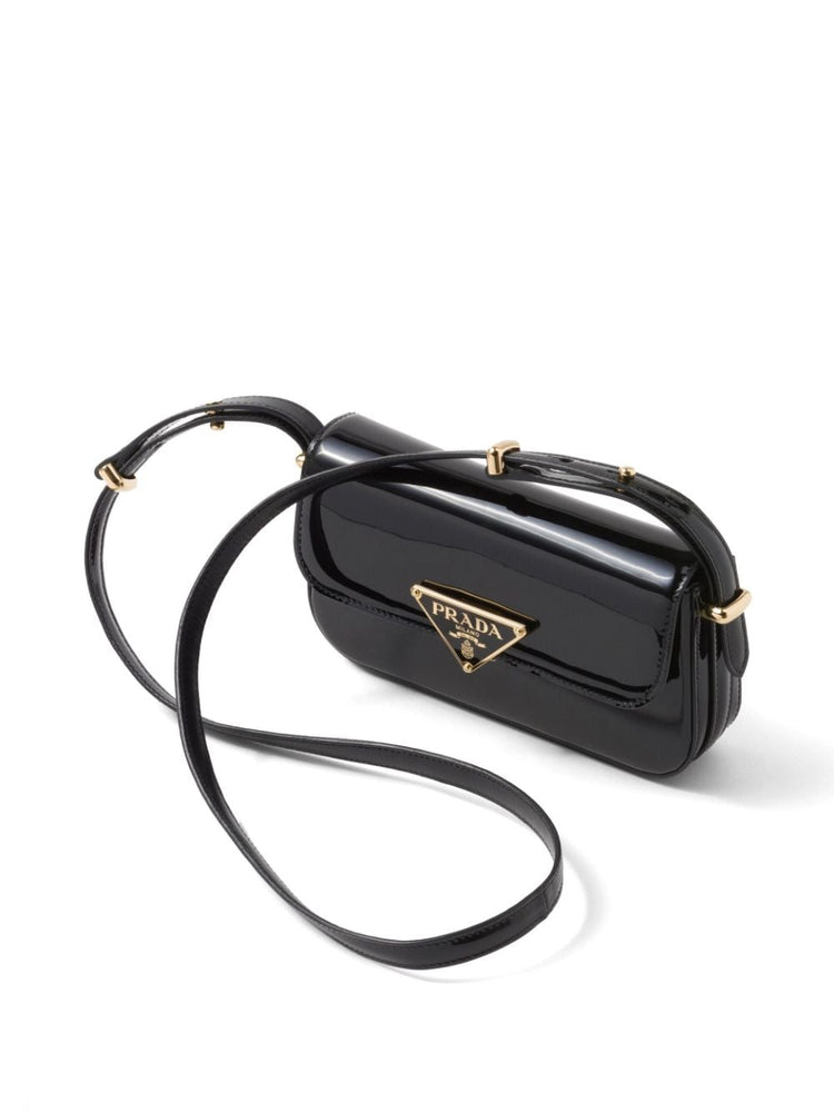 logo-plaque leather shoulder bag