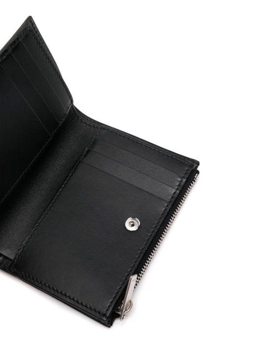 slogan-print leather wallet