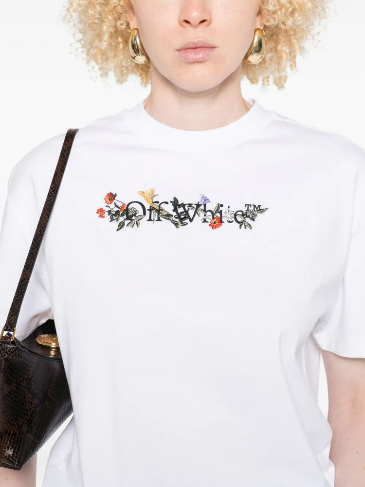 BOOKISH FLOWERS REGULAR TEE WHITE - BLAC