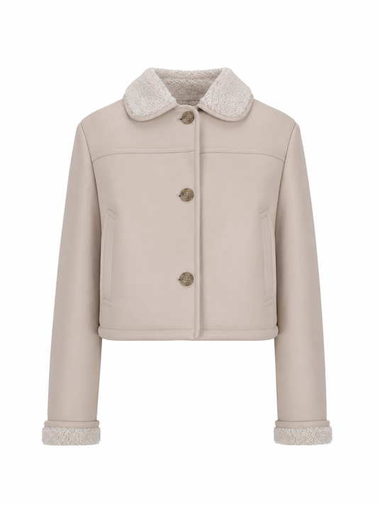 LA ROSE giubbino in pelle nappato bianco