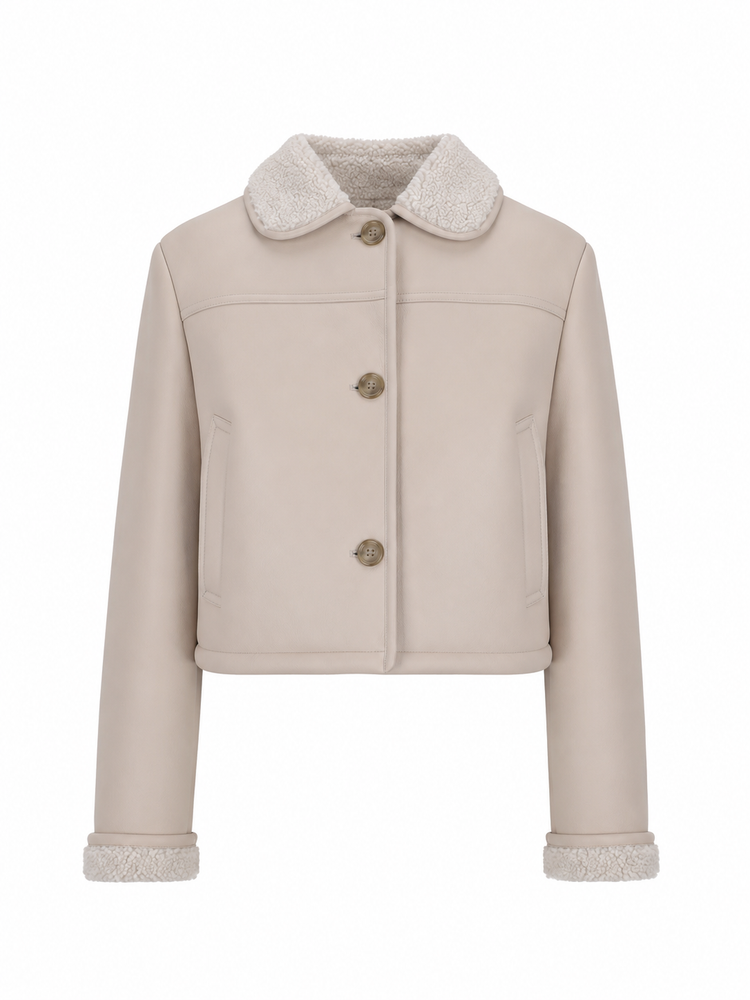 LA ROSE giubbino in pelle nappato bianco