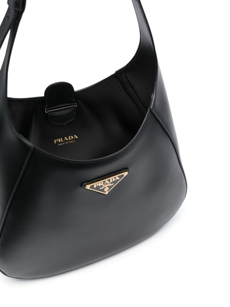 triangle-logo leather shoulder bag