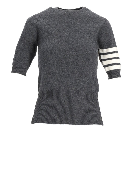 SHORT SLEEVE PULLOVER W/ 4 BAR IN CASHMERE