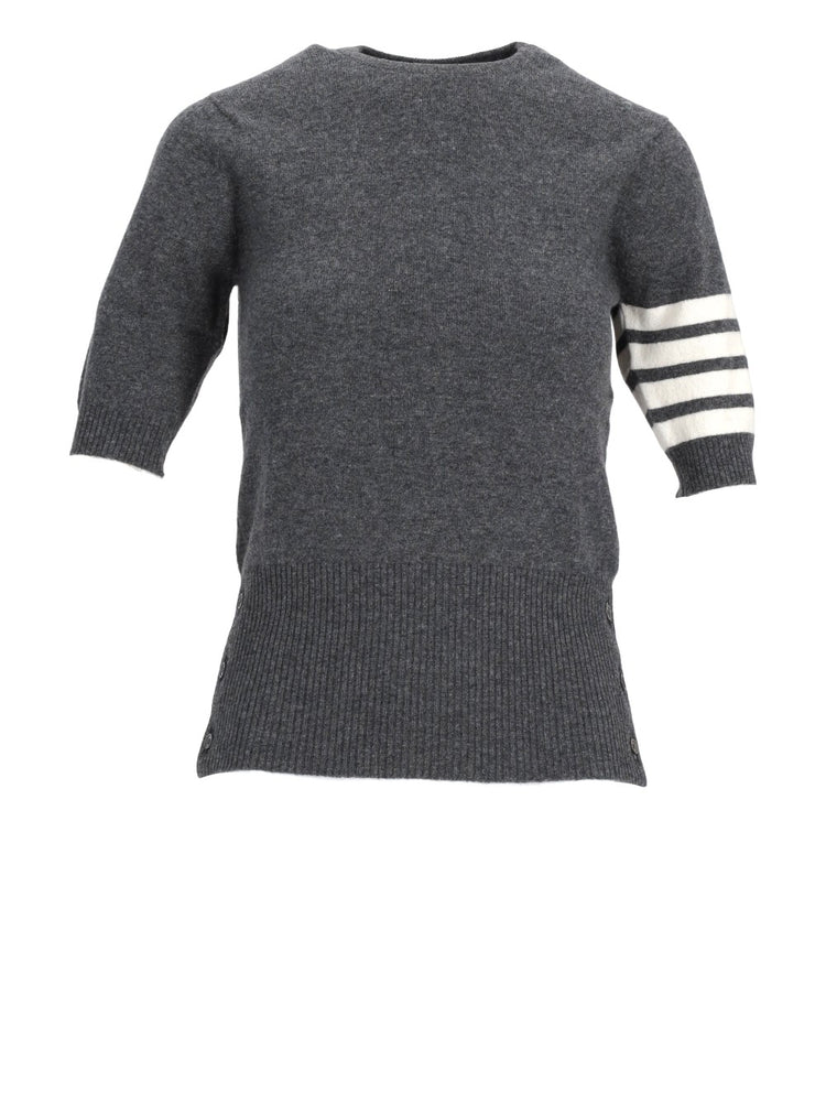 signature 4-Bar stripe short-sleeve cashmere top