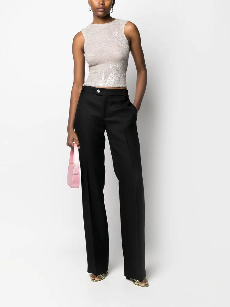 BLUMARINE crystal-button straight-trousers