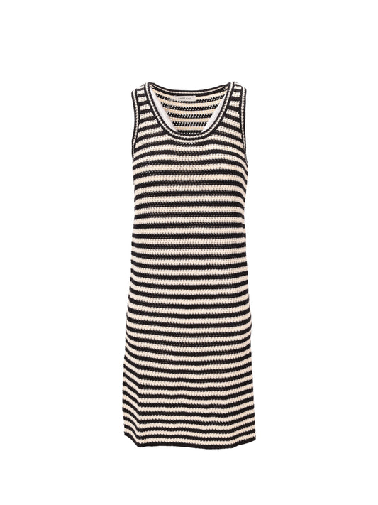 ARIE DRESS - BLACK AND IVORY STRIPE