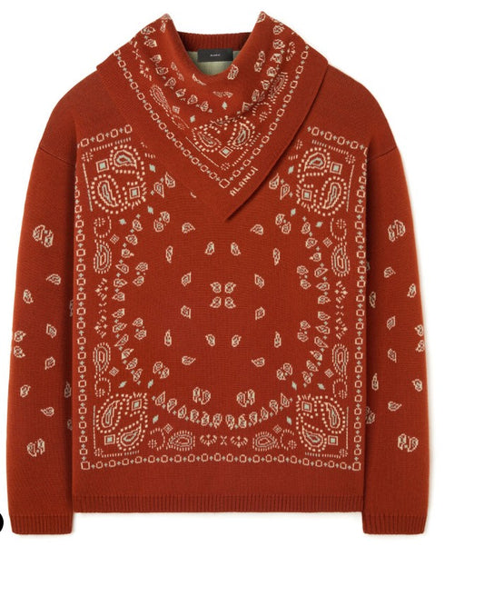 BANDANA JACQUARD SWEATER BRICK RED MULTI