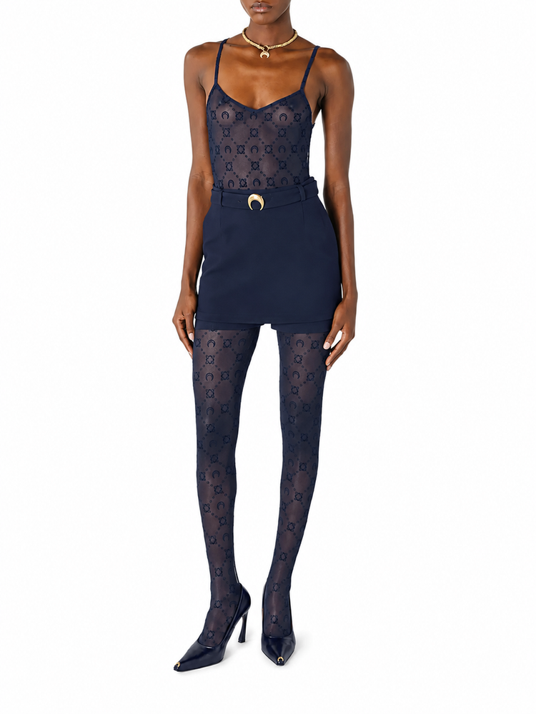 MOONOGRAM MESH FLOCK STRAPS TOP