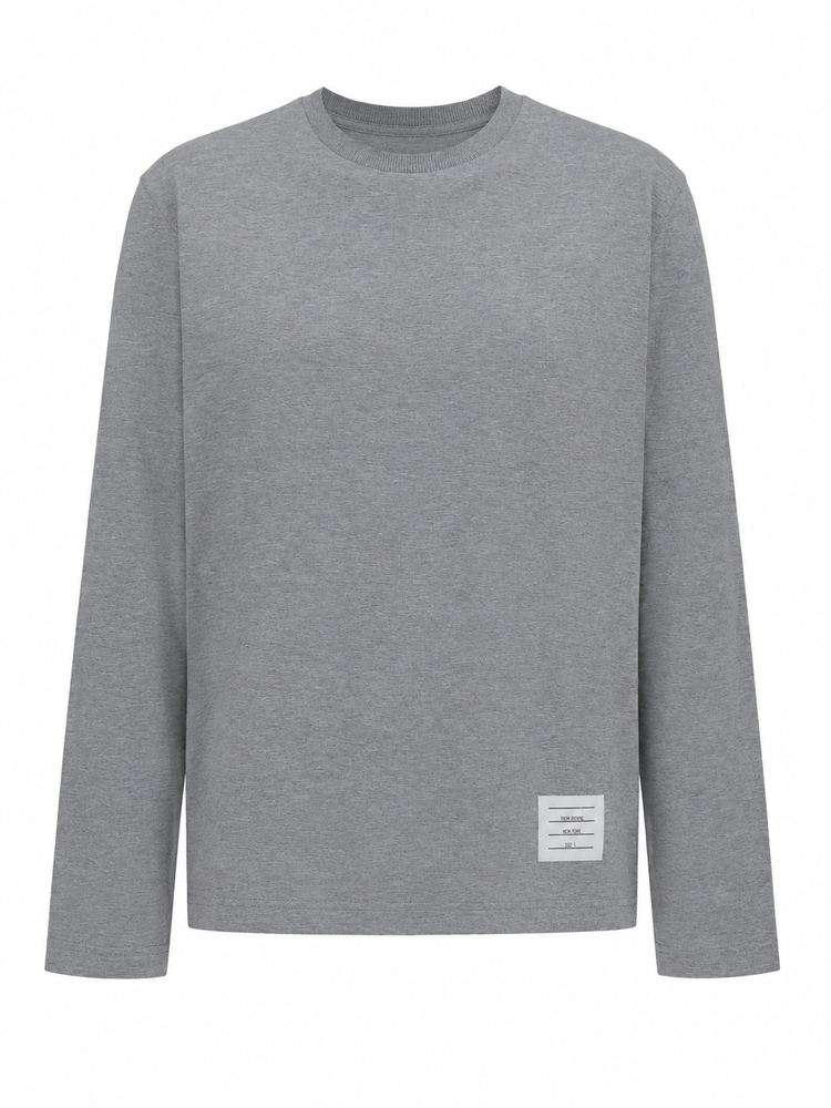OVERSIZED LONG SLEEVE TEE W/ RWB KNIT TRIM IN MEDIUM WEIGHT JERSEY