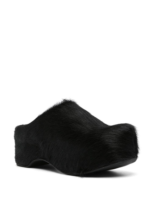 50mm long-hair calfskin chunky sabot