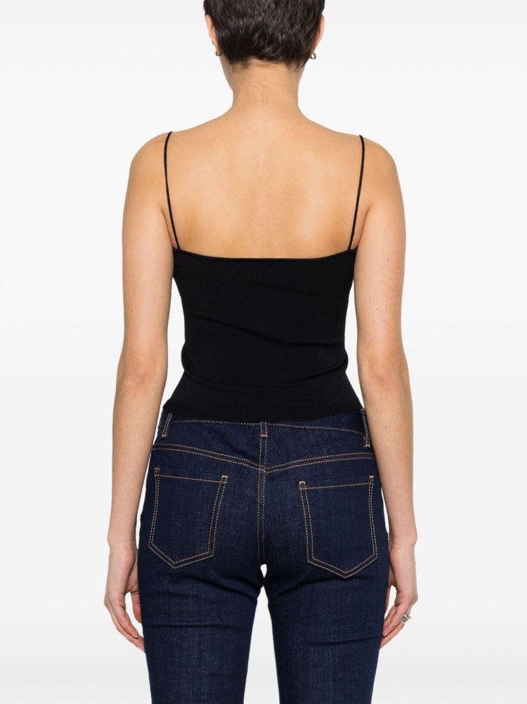 logo-plaque knitted crop top