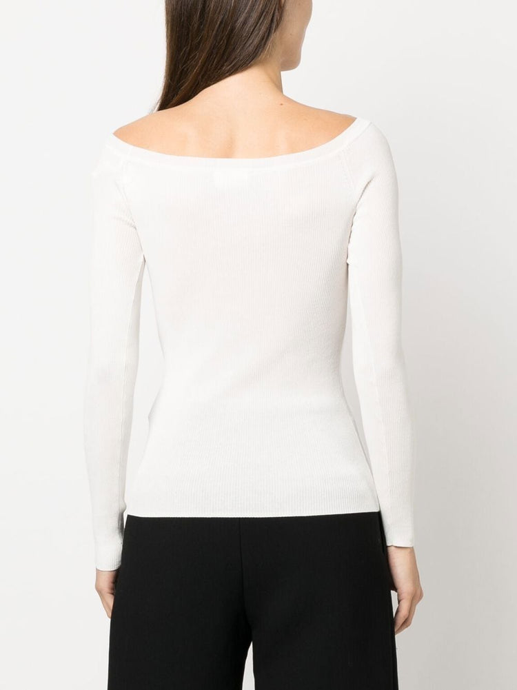 fine ribbed off-shoulder top