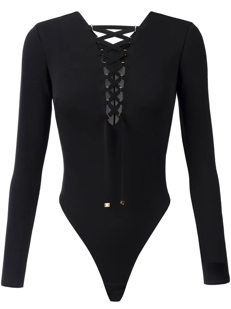 laced-up bodysuit