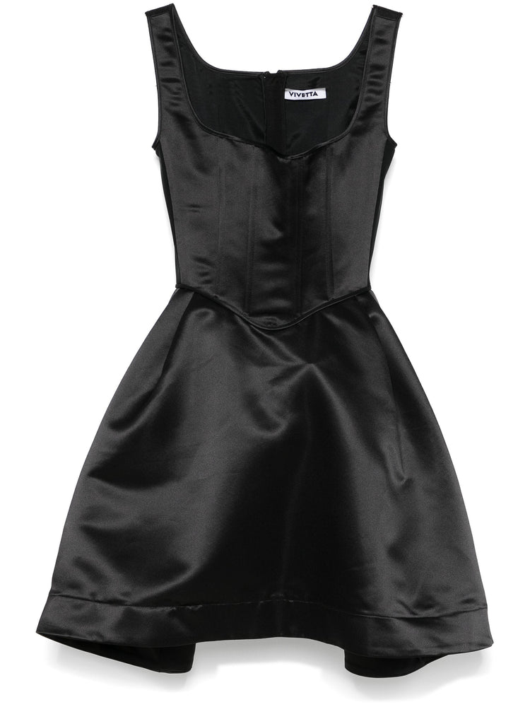 duchess satin mini bustier dress