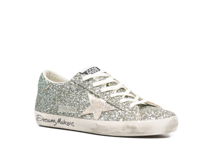 SUPER STAR GLITTER UPPER TOE TONGUE AND HEEL LAMINATED STAR