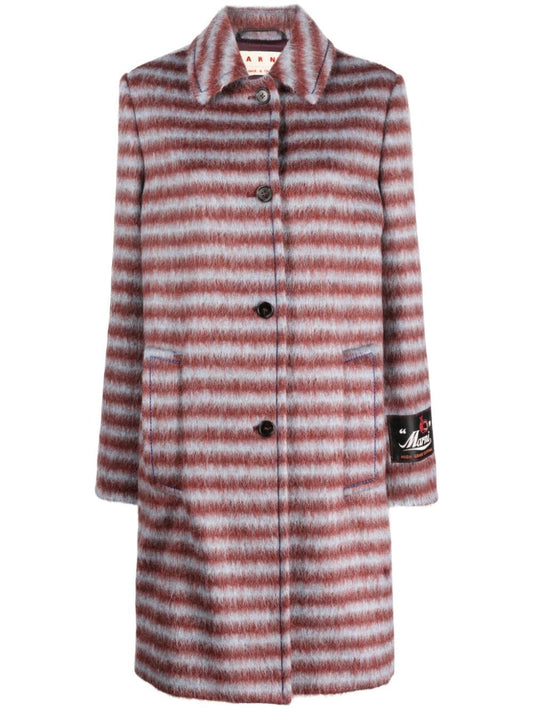 MARNI brushed striped single-breasted coat