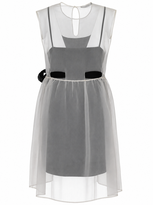 LA ROSE vestito con sottoveste bianco