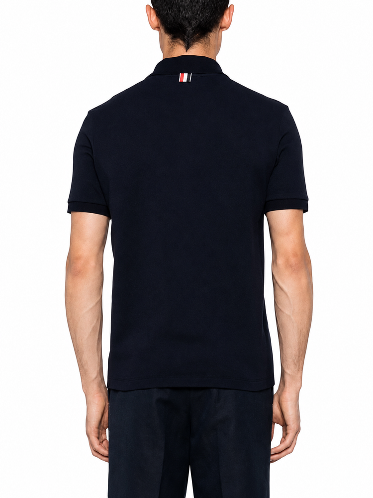 SHORT SLEEVE RIB CUFF POLO W/ ENGINEERED 4 BAR STRIPE IN CLASSIC PIQUE
