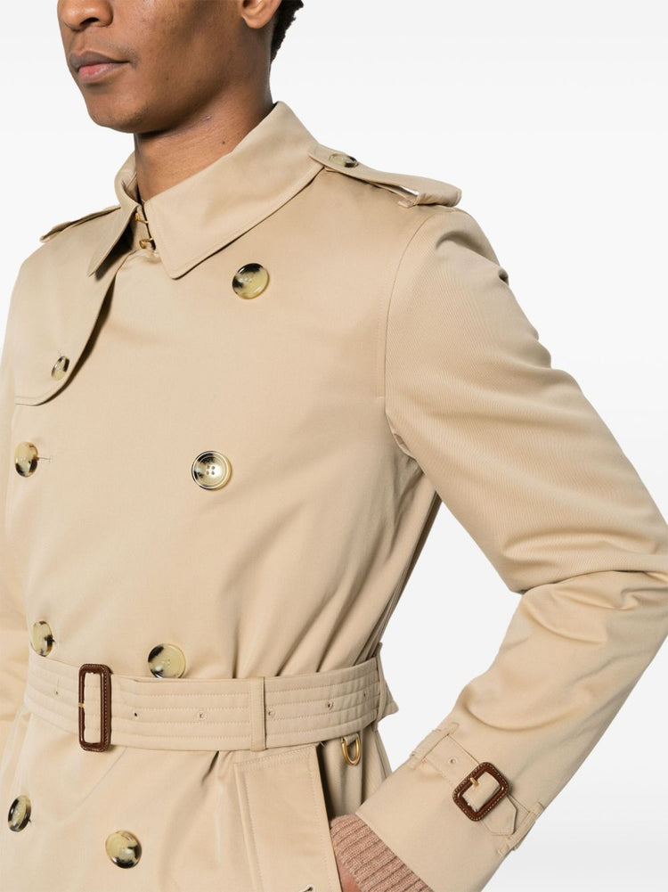 double-breasted cotton trench coat