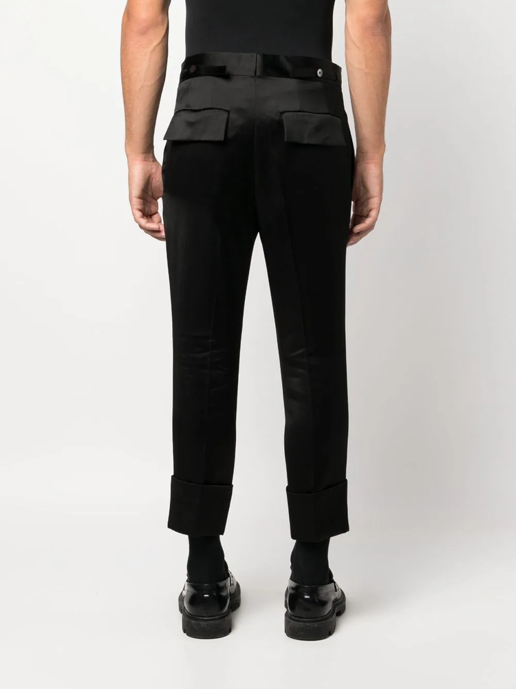 SAPIO satin-finish cropped tailored trousers