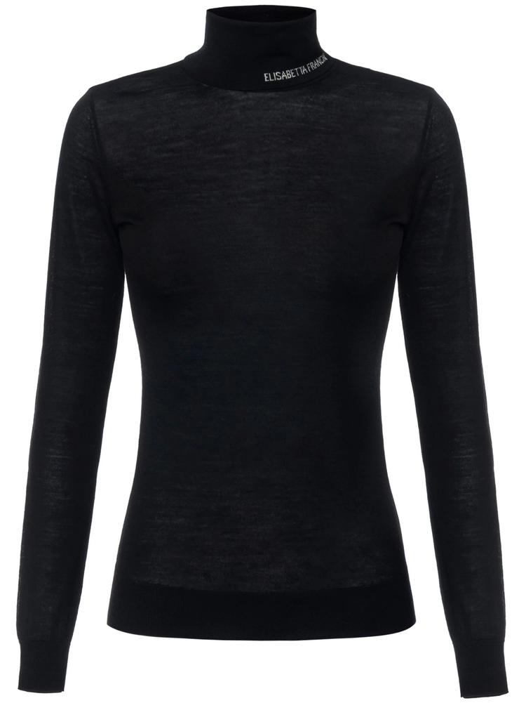 roll neck semi-sheer jumper