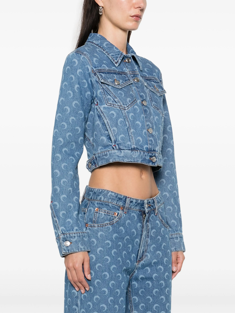 Crescent-Moon-print denim jacket