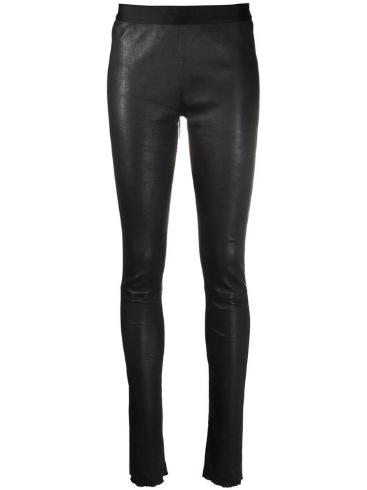 ANN DEMEULEMEESTER lambskin stretch-waistband trousers