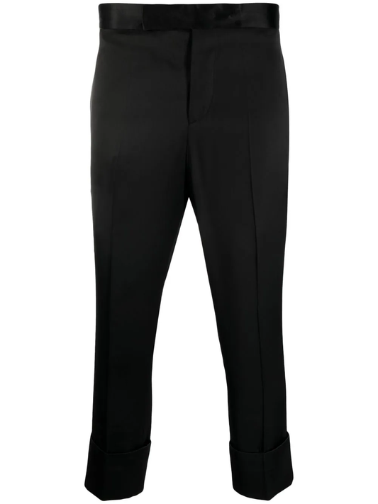 SAPIO satin-finish cropped tailored trousers