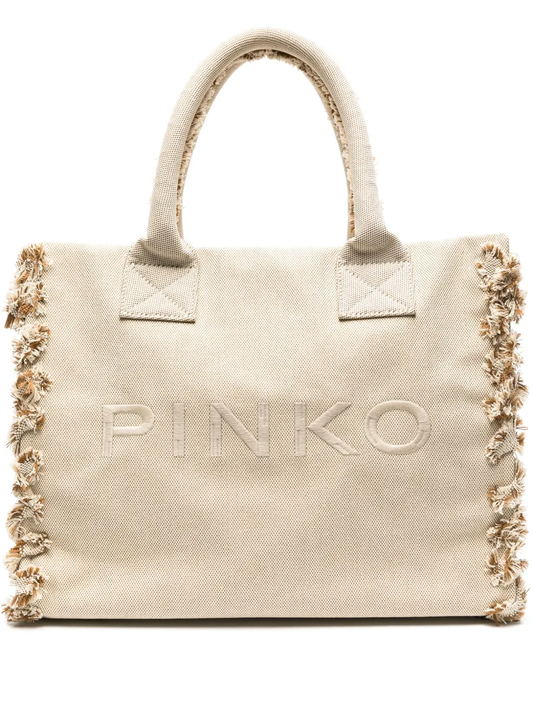 logo-embroidered beach bag