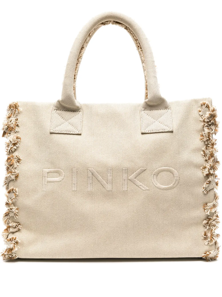 logo-embroidered beach bag