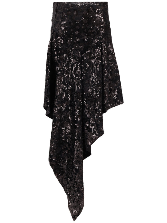 CASCATA SKIRT - Floral Sequin Embroidered Velvet