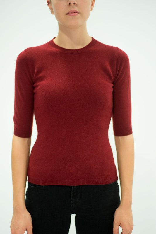 LA ROSE maglia 3/4 cashmere bordeaux